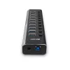 Lindy 10 portu USB 3.0 centrālmezgls ar ieslēgšanas/izslēgšanas slēdžiem