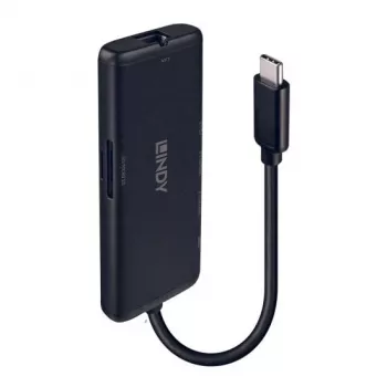 Lindy DST-Mini USB-C klēpjdatora mini dokstacija ar 4K atbalstu un 100 W caurlaides uzlādi