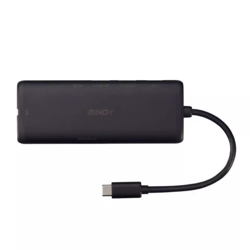Lindy DST-Mini USB-C klēpjdatora mini dokstacija ar 4K atbalstu un 100 W caurlaides uzlādi