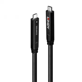 Lindy 10m USB 3.2 Gen 1 un DP 1.4 Type C hibrīdkabelis, 10 m, USB C, USB C, USB 3.2 Gen 1 (3.1 Gen 1), melns