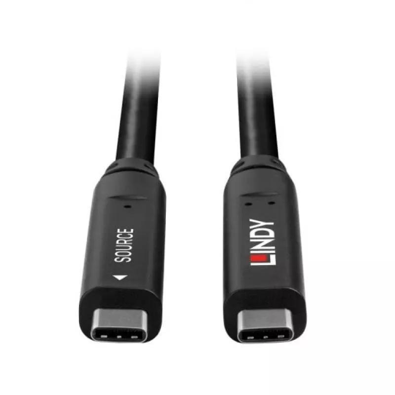 Lindy 10m USB 3.2 Gen 1 un DP 1.4 Type C hibrīdkabelis, 10 m, USB C, USB C, USB 3.2 Gen 1 (3.1 Gen 1), melns
