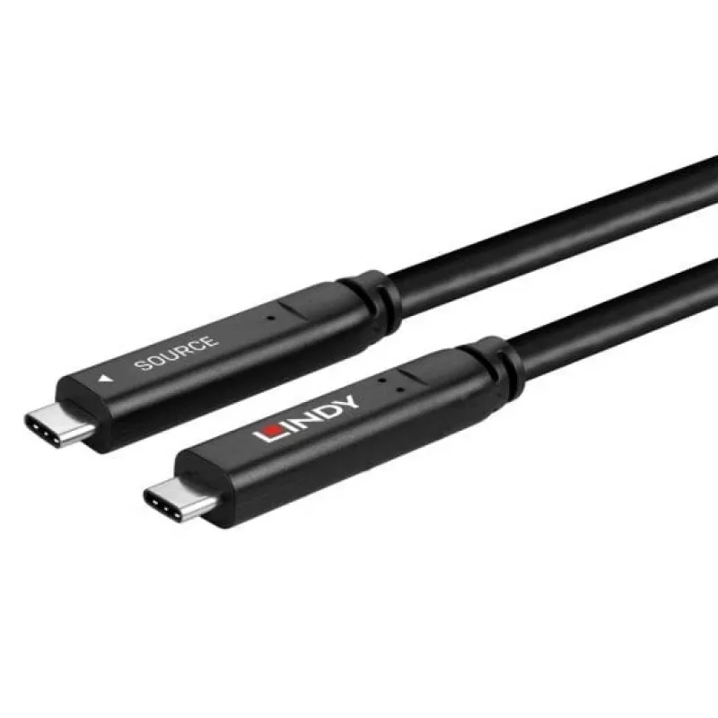 Lindy 10m USB 3.2 Gen 1 un DP 1.4 Type C hibrīdkabelis, 10 m, USB C, USB C, USB 3.2 Gen 1 (3.1 Gen 1), melns