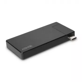 Lindy DST-Micro, USB-C klēpjdatora mikro dokstacija ar 4K atbalstu un 100 W caurlaides uzlādi