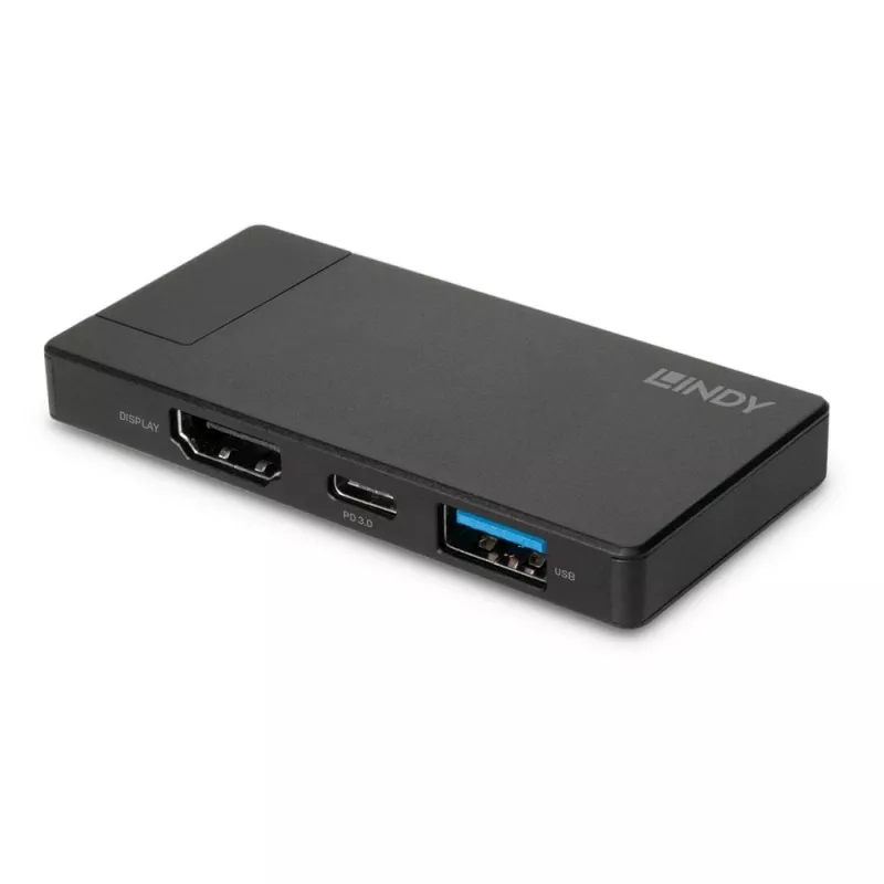 Lindy DST-Micro, USB-C klēpjdatora mikro dokstacija ar 4K atbalstu un 100 W caurlaides uzlādi