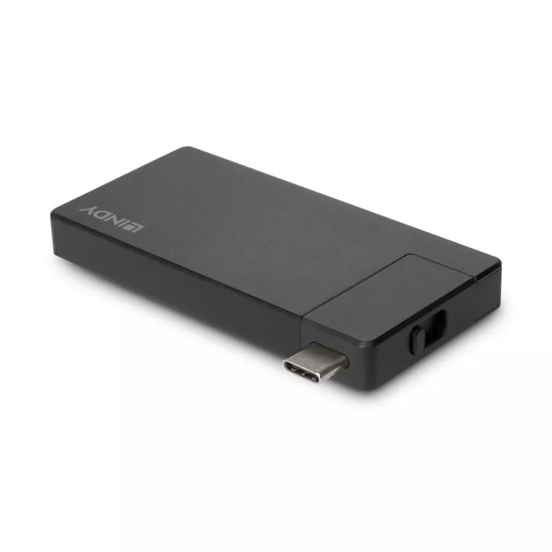 Lindy DST-Micro, USB-C klēpjdatora mikro dokstacija ar 4K atbalstu un 100 W caurlaides uzlādi