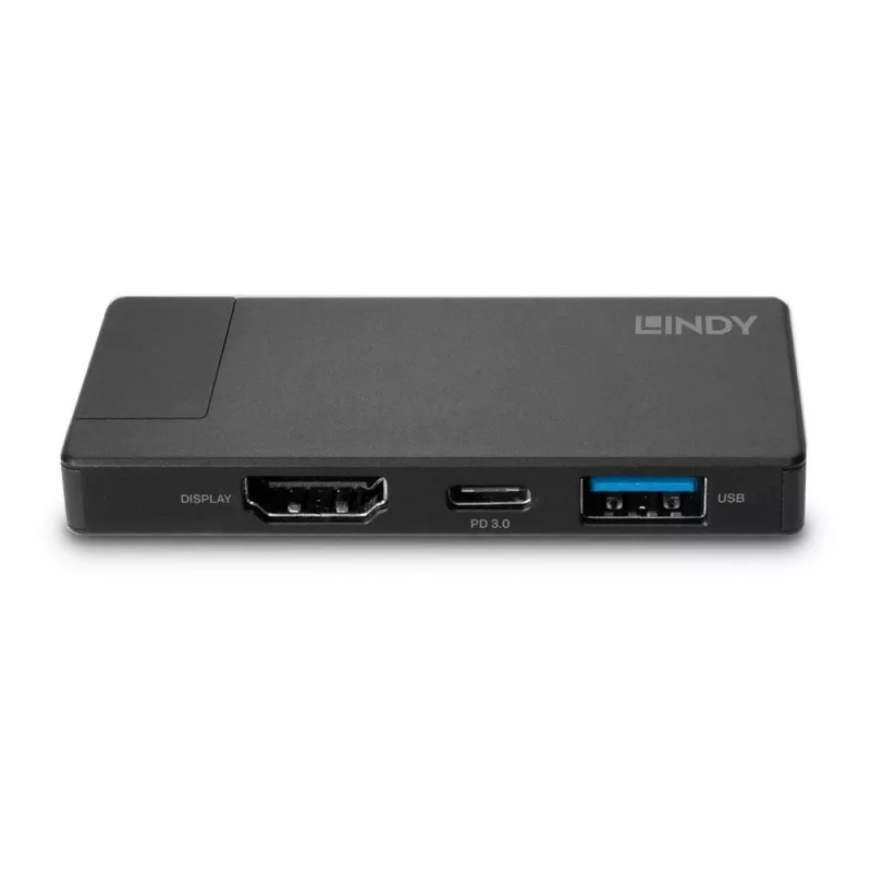Lindy DST-Micro, USB-C klēpjdatora mikro dokstacija ar 4K atbalstu un 100 W caurlaides uzlādi