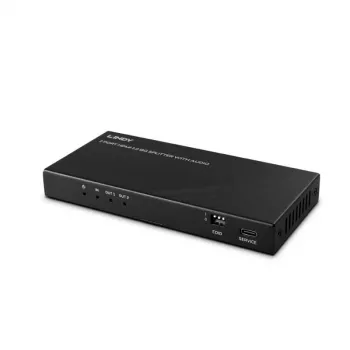Lindy 2 portu HDMI 8K60 sadalītājs ar audio, HDMI, 2x HDMI, 3,5 mm, 7680 x 4320 pikseļi, melns, metāls