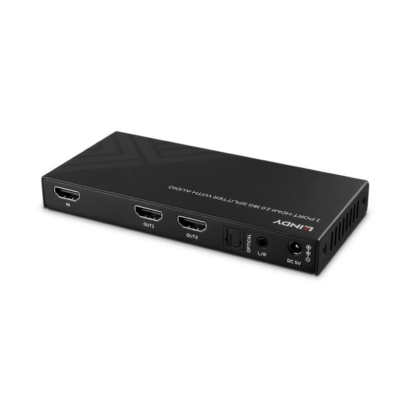 Lindy 2 portu HDMI 8K60 sadalītājs ar audio, HDMI, 2x HDMI, 3,5 mm, 7680 x 4320 pikseļi, melns, metāls
