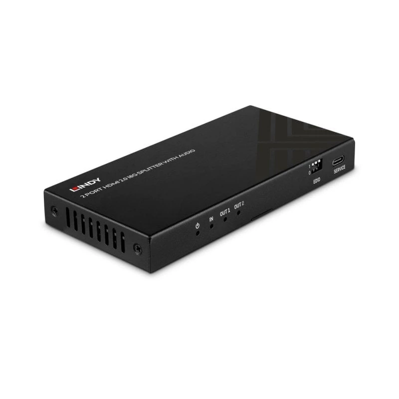 Lindy 2 portu HDMI 8K60 sadalītājs ar audio, HDMI, 2x HDMI, 3,5 mm, 7680 x 4320 pikseļi, melns, metāls