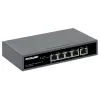 Intellinet 5 portu gigabitu slēdzis ar PoE caurlaidi, viens IEEE 802.3bt (PoE++ / 4PPoE) PD PoE ports ar 95 W ieejas jaudu, četri PSE PoE porti, PoE jaudas budžets līdz 65 W, IEEE 802.3at/af saderīga izeja, galda, iespēja stiprināt pie sienas