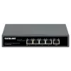 Intellinet 5 portu gigabitu slēdzis ar PoE caurlaidi, viens IEEE 802.3bt (PoE++ / 4PPoE) PD PoE ports ar 95 W ieejas jaudu, četri PSE PoE porti, PoE jaudas budžets līdz 65 W, IEEE 802.3at/af saderīga izeja, galda, iespēja stiprināt pie sienas
