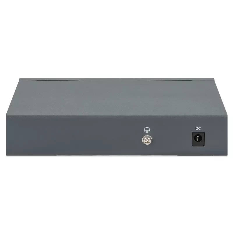 Intellinet 5 portu gigabitu slēdzis ar PoE caurlaidi, viens IEEE 802.3bt (PoE++ / 4PPoE) PD PoE ports ar 95 W ieejas jaudu, četri PSE PoE porti, PoE jaudas budžets līdz 65 W, IEEE 802.3at/af saderīga izeja, galda, iespēja stiprināt pie sienas