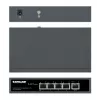 Intellinet 5 portu gigabitu slēdzis ar PoE caurlaidi, viens IEEE 802.3bt (PoE++ / 4PPoE) PD PoE ports ar 95 W ieejas jaudu, četri PSE PoE porti, PoE jaudas budžets līdz 65 W, IEEE 802.3at/af saderīga izeja, galda, iespēja stiprināt pie sienas