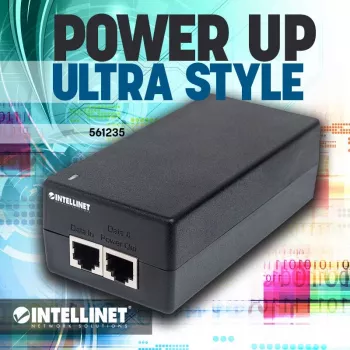 Intellinet Gigabit Ultra PoE+ inžektors, 1 x 60 W ports, atbilst IEEE 802.3bt un IEEE 802.3at/af, plastmasas korpuss