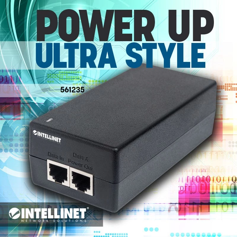 Intellinet Gigabit Ultra PoE+ inžektors, 1 x 60 W ports, atbilst IEEE 802.3bt un IEEE 802.3at/af, plastmasas korpuss