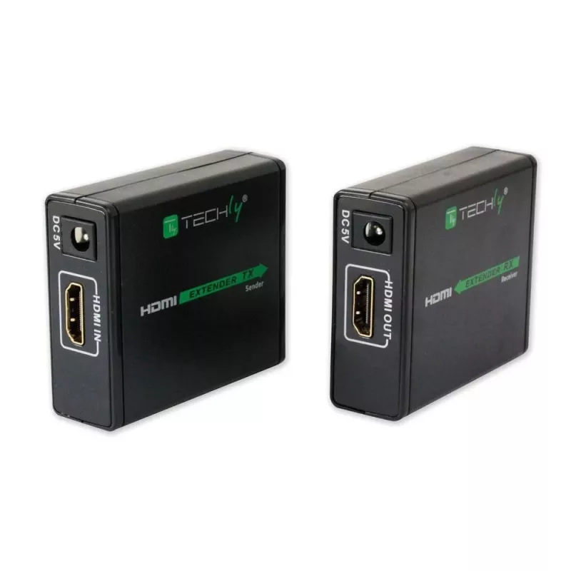 AV raidītājs un uztvērējs TECHLY IDATA EXT-E70 — HDMI pagarinātājs pa Cat6/6a/7 kabeli, Full HD 1920x1080, 60 m, 10,2 Gbit/s, HDCP, melns