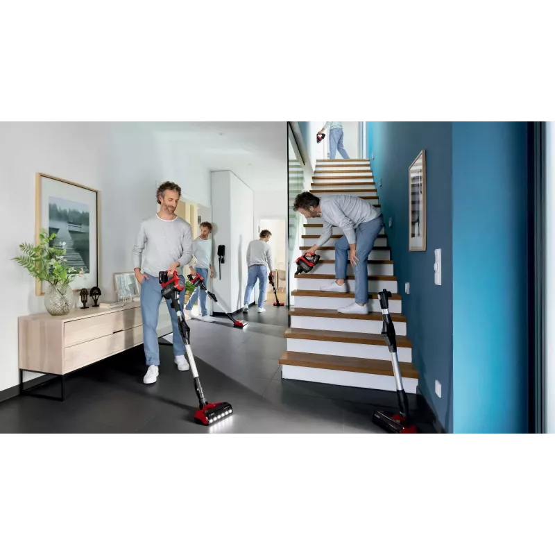 Bosch BBS711ANM vertikālais putekļsūcējs/elektriskā slota Baterija Sausā Bez maisiņa 0.3 L Melns, Sarkans, Nerūsējošais tērauds