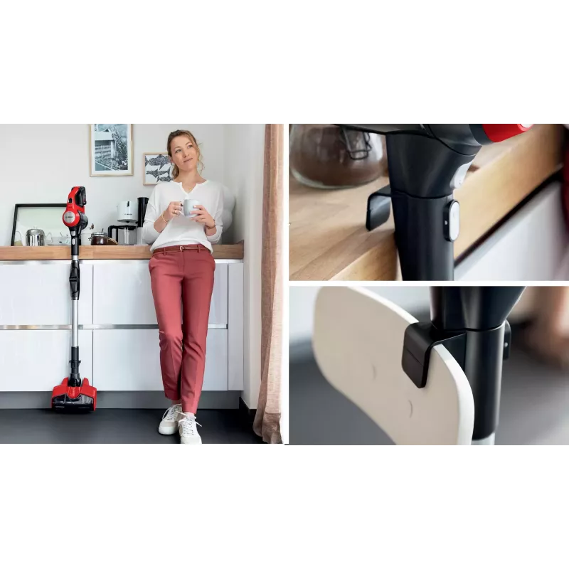 Bosch BBS711ANM vertikālais putekļsūcējs/elektriskā slota Baterija Sausā Bez maisiņa 0.3 L Melns, Sarkans, Nerūsējošais tērauds