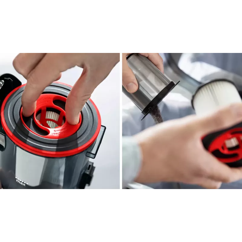 Bosch BBS711ANM vertikālais putekļsūcējs/elektriskā slota Baterija Sausā Bez maisiņa 0.3 L Melns, Sarkans, Nerūsējošais tērauds