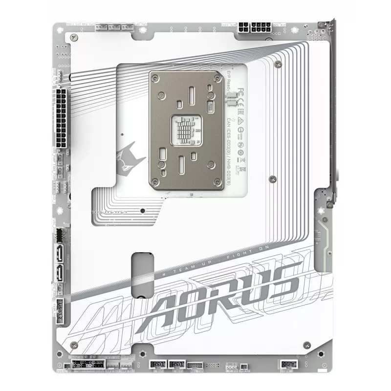 GIGABYTE B850 AORUS STEALTH ICE ATX mātesplate AMD Socket AM5 — B850, 14+2+2 VRM, DDR5 līdz 8200MHz (OC), 2×PCIe5, 2×PCIe4 M.2, Wi‑Fi 7, 5GbE