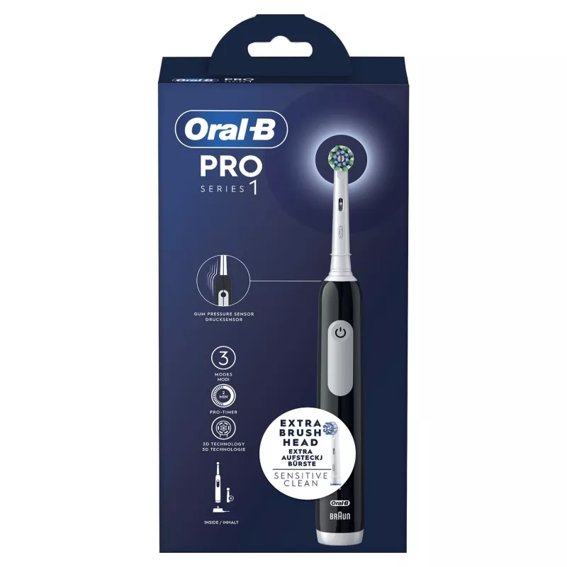 Oral-B Pro Series 1 pieaugušo oscilējoša zobu birste, melna, balta