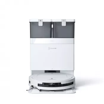 Robot putekļsūcējs Ecovacs Deebot T50 Pro Omni — 185 min darbības laiks, 6400 mAh baterija, 3 L bāzes putekļu ietilpība, D-ToF lidar navigācija, mitrā slaucīšana, 9 mm pacelšanās