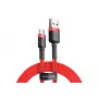 BASEUS pītais Cafule ātrās uzlādes kabelis - USB Type-A uz Type-C 2A - 2m - sarkans (neilons)