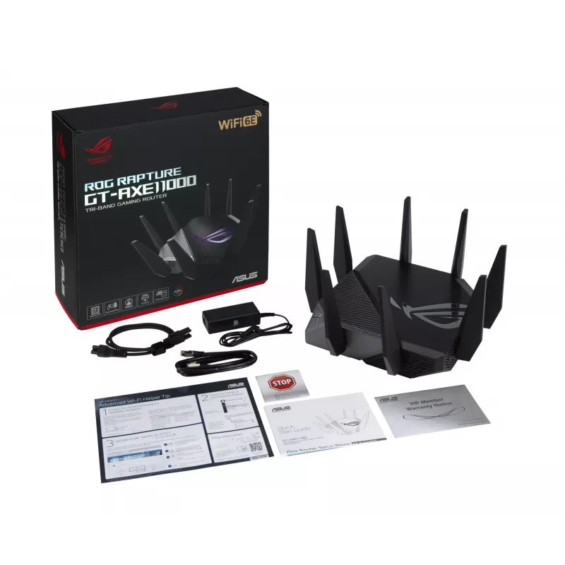 ASUS GT-AXE11000 bezvadu maršrutētājs Gigabit Ethernet Tri-band (2.4 GHz / 5 GHz / 6 GHz) Melns