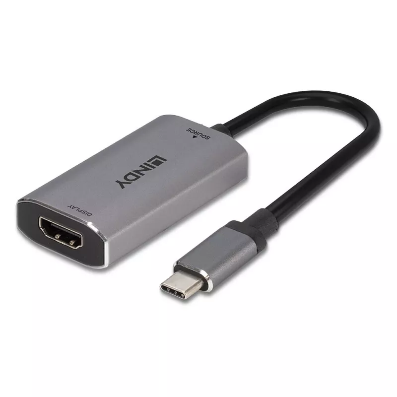 Lindy USB Type C uz HDMI 8K60 pārveidotājs, 0,11 m, USB Type-C, HDMI, vīrišķais, sievišķais, taisns