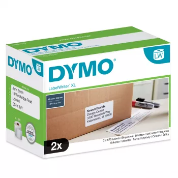 DYMO Authentic LabelWriter lielas ietilpības piegādes etiķetes | (59 mm x 102 mm) | 2 ruļļi ar 575 viegli nolobāmām etiķetēm (1 150 pasta etiķetes) | pašlīmējošas | LabelWriter 4XL/5XL etiķešu printeriem