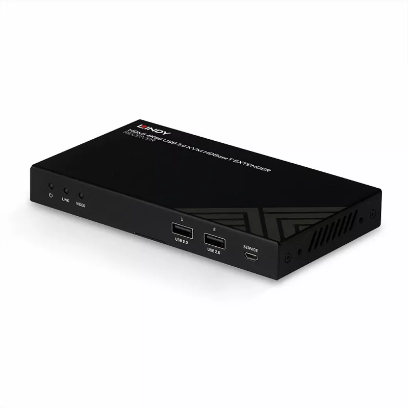 Lindy 150m Cat.6 HDMI 4K60, IR, RS-232 & Audio HDBaseT KVM uztvērējs