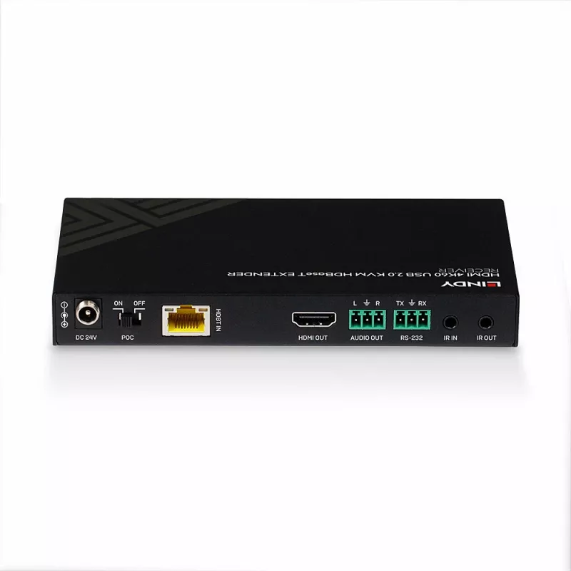 Lindy 150m Cat.6 HDMI 4K60, IR, RS-232 & Audio HDBaseT KVM uztvērējs