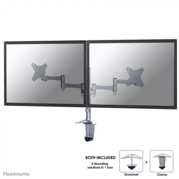 Neomounts FPMA-D1330DSILVER monitora plecs 10-27 collas, skava/caurums, 9 kg, 25,4 cm (10 collas), 68,6 cm (27 collas), 100 x 100 mm, sudraba
