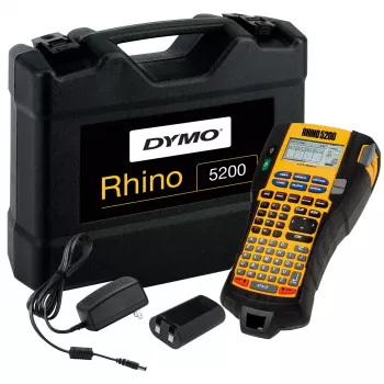 DYMO RHINO 5200 Industriālais etiķešu printeris | Marķēšanas iekārtas komplekts ar somiņu | Laiku taupoši karstie taustiņiĀtri drukāIzturīgs etiķešu printeris darba vietām un lielas slodzes marķēšanas darbiem (EU C tipa kontaktdakša)