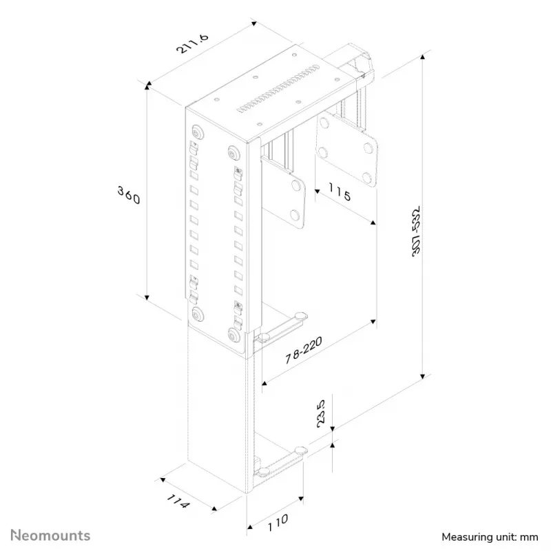 Neomounts CPU-D100Melns CPU turētājs - maks. 30 kg - universāls
