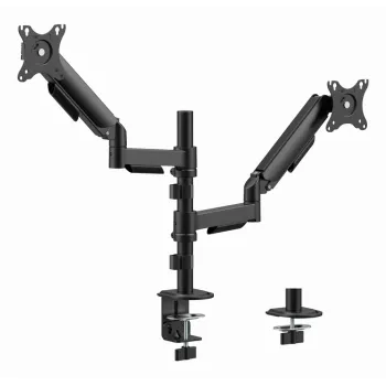 Monitora galda statīvs Gembird MA-DA2P-02 diviem displejiem, līdz 81,3 cm (32 collas), VESA 75x75–100x100, maksimālais svars 9 kg katram, skava/caurums, melns
