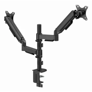 Monitora galda statīvs Gembird MA-DA2P-02 diviem displejiem, līdz 81,3 cm (32 collas), VESA 75x75–100x100, maksimālais svars 9 kg katram, skava/caurums, melns