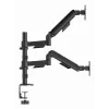 Monitora galda statīvs Gembird MA-DA2P-02 diviem displejiem, līdz 81,3 cm (32 collas), VESA 75x75–100x100, maksimālais svars 9 kg katram, skava/caurums, melns