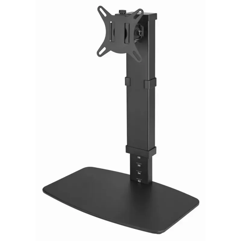 Monitora galda statīvs GEMBIRD MS-D1ST-02 — regulējams augstumā, pilnas kustības, 17–32 collu ekrāniem, maks. 8 kg, VESA 75x75–100x100, melns