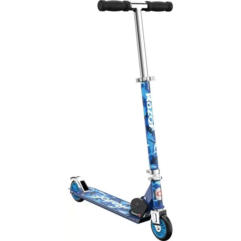 Minamais skrejritenis Razor Model A Shark Camo — salokāms, viegls bērnu/pusaudžu skrejritenis, 2 riteņi, regulējama stūre, maks. slodze 65 kg