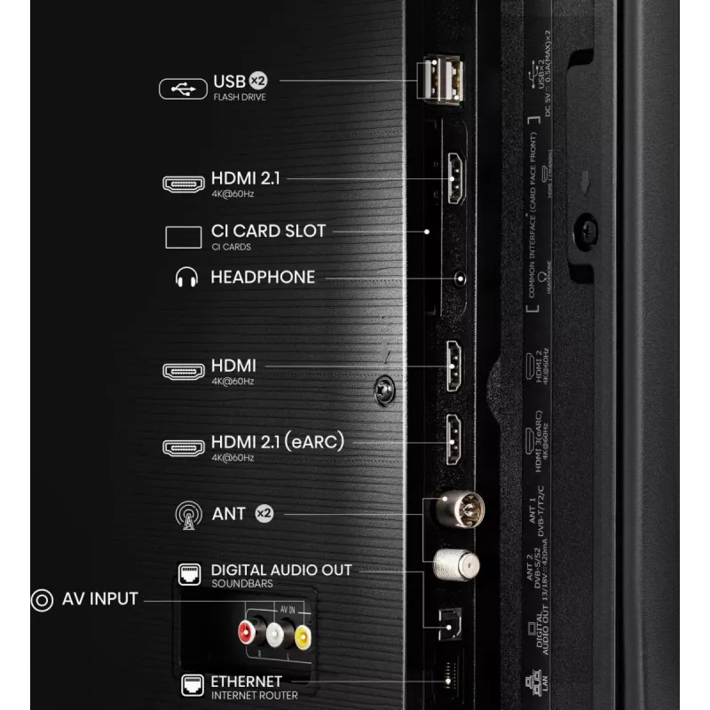 TV Hisense 43A6Q 43 collas 4K Ultra HD LED viedtelevizors, VIDAA, HDR10+, Direct-LED, 3×HDMI, Wi‑Fi, Bluetooth