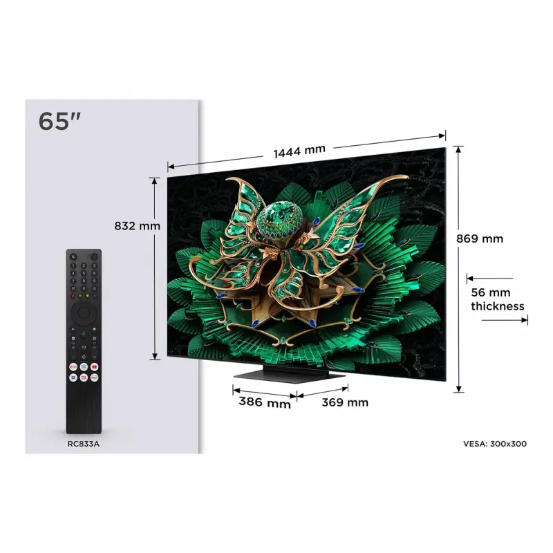 TCL 65C7K TV 165,1 cm (65 collas) 4K Ultra HD Smart TV Wi-Fi Metālisks 2600 cd/m²