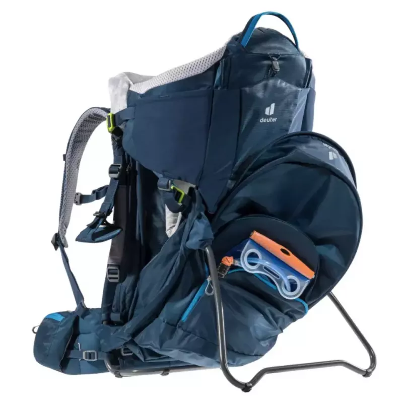 Bērnu pārnēsājamā mugursoma DEUTER Kid Comfort poliamīds zila, maks. slodze 22 kg, svars 3,23 kg, izmēri 72×43×34 cm