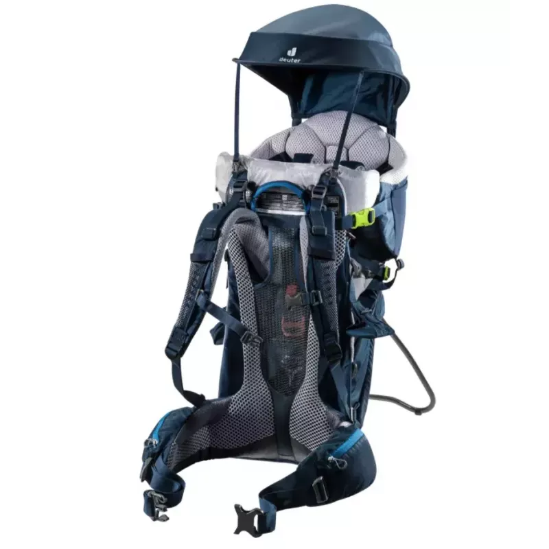 Bērnu pārnēsājamā mugursoma DEUTER Kid Comfort poliamīds zila, maks. slodze 22 kg, svars 3,23 kg, izmēri 72×43×34 cm