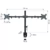Monitora stiprinājums TECHLY ICA-LCD-382-D 2 displejiem, galda skava, līdz 27 collām, 20 kg, VESA 75x75–100x100, melns