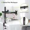Monitora stiprinājums TECHLY ICA-LCD-382-D 2 displejiem, galda skava, līdz 27 collām, 20 kg, VESA 75x75–100x100, melns