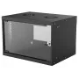 Pie sienas stiprināms tīkla skapis INTELLINET 714143 — 6U 19 collas, 540×400×353 mm, cinkots tērauds, stikla priekšpuse, IP20, maks. 50 kg