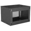 Pie sienas stiprināms tīkla skapis INTELLINET 714143 — 6U 19 collas, 540×400×353 mm, cinkots tērauds, stikla priekšpuse, IP20, maks. 50 kg