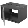 Pie sienas stiprināms tīkla skapis INTELLINET 714143 — 6U 19 collas, 540×400×353 mm, cinkots tērauds, stikla priekšpuse, IP20, maks. 50 kg