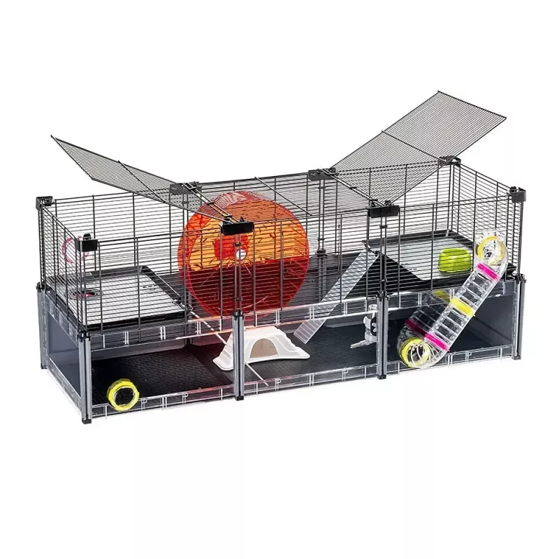 Grauzēju būris FERPLAST Multipla hamster large 107.5×37.5×42 cm, metāls, melns
